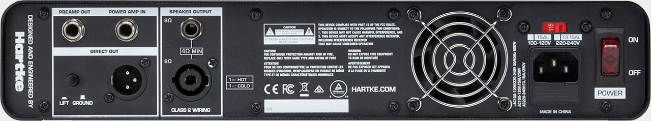 HARTKE TX600 Class D Amp Rear